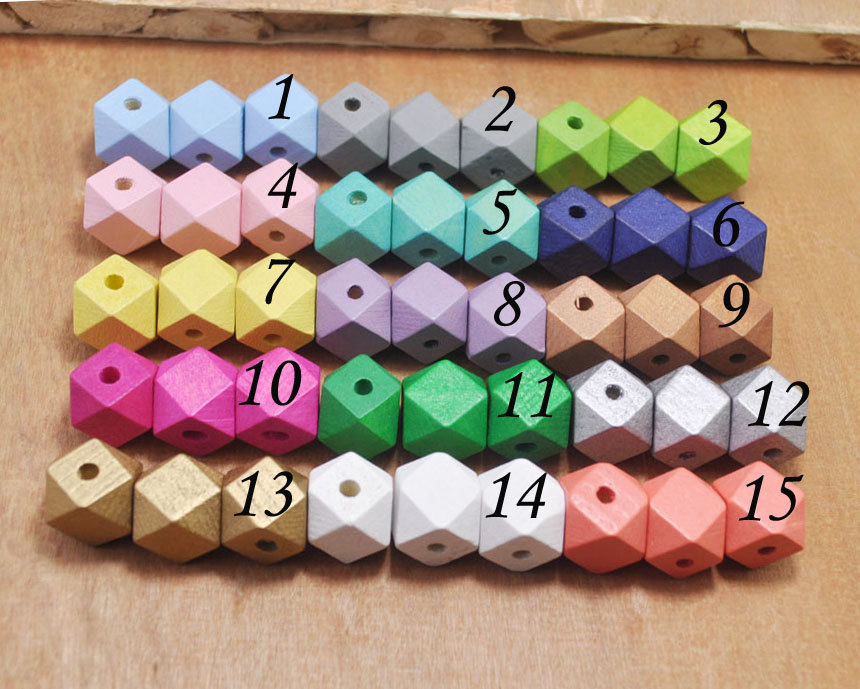 20pcs Holz Perlen 15 Farben Polygon 15mm handbemalt Perlen | Etsy