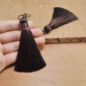 2pcs Deep Coffee tassel, 82mm grandes tassels, tassel de seda hecho a mano, tassel de collar, tassel de hilo, boho tassels, tasseldes de almohada