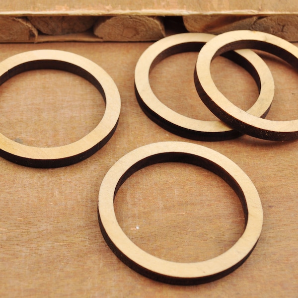 20Pcs Natural Flat Wood Ring,50mm(1.96") Unfinished wooden rings for earrings,wood circle,Round wood ring,wooden rings，Large Rings