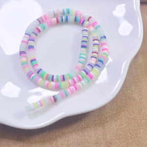 4mm vinyl Heishi beads,Rainbow polymer clay beads, African vinyl beads, Polymer Clay DIY Making Jewelry Bead,Length 40cm--66#