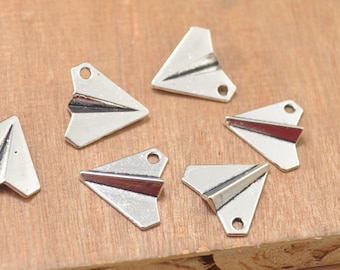 30pcs Paper Airplane Pendant . Paper Airplane Origami Charms,Jewelry Craft Supply,3D Antique Silver zinc alloy pendant beads--17x18mm