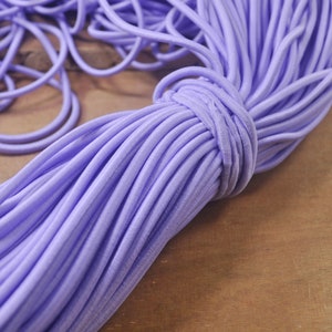 5 meters 4mm Elastic Cord,Light Purple Round Elastic rope,Stretch Drawstring,stretch cord,Elastic Rope Supply,Nylon Exterior Rubber Interior