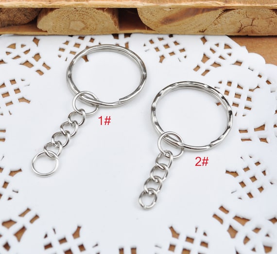 10pcs Key Chain Rings, Rhodium Plated, Starter Chain Base, Split Ring25mm  With 30mm Chain 
