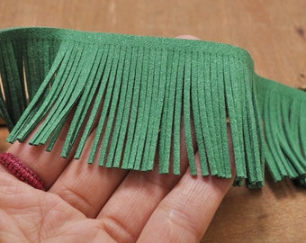 1 yard Green Faux suede fringe,fringed trim in White faux suede, 48mm wide fringed trim for bags,Fringe Tassel pendant,accessories