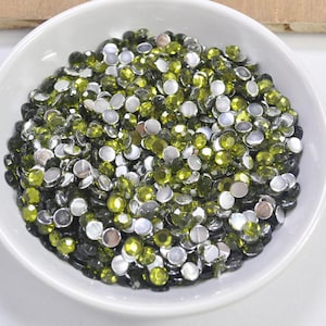 1000Pcs olive green Rhinestones,Acrylic Round Rhinestones,Faceted,Flat Back,6mm olive green Cabochon Rhinestones, Resin Rhinestones,  RZ17OG