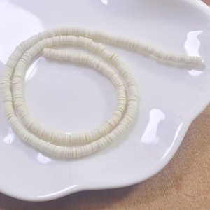 4mm vinyl Heishi beads, Beige polymer clay beads, African vinyl beads, Polymer Clay DIY Making Jewelry Bead,Length 40cm--27#