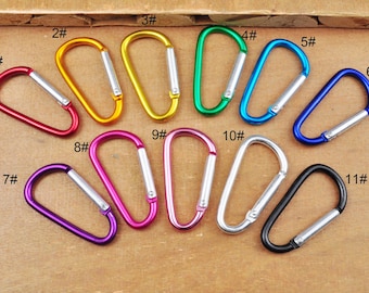 11 Farben, 5 Stück / 10/20 / 50 Stück D-förmige Karabiner Feder Gürtelclip Schlüsselanhänger Clip, 1,8 ”schwarzer Aluminiumhaken Karabiner D Schlüsselbund Rucksackclip