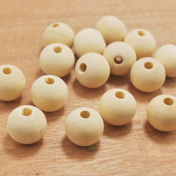 Round Wooden Beads - 16mm Round Wood Beads - unfinished wood - beads craft - round beads -- Pack of 100pcs