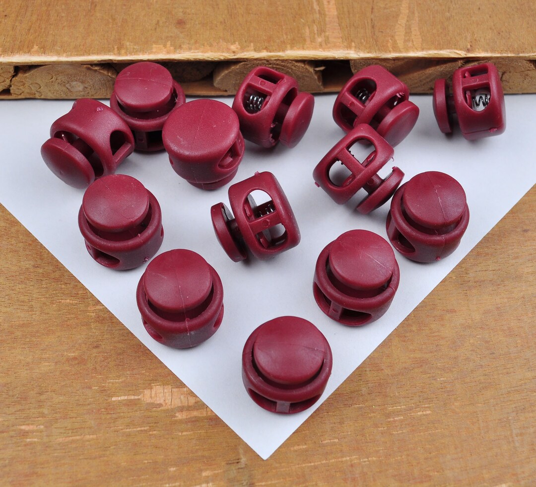 10 Plastic Toggle Cord Locks,wine Red Spring Button Toggles,double Hole ...