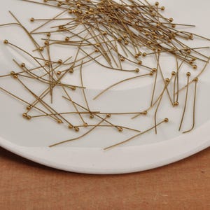 200 Pcs of Bronze plated brass Ball end head pin,1.18&quot; Ball end Head,DIY Jewelry Supply