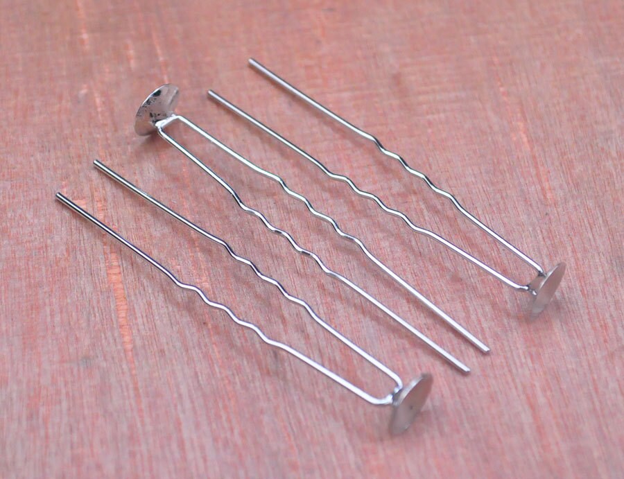 50pcs Thin Silver U Shaped Hair Pins With 10mm Bezel 67mm Etsy