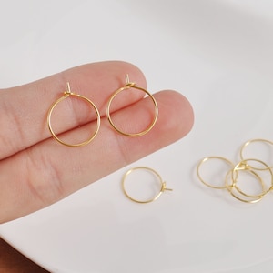 50Pcs 18k Gold Plated Earring Hoops, 15/20/25/30/35/40/45/50mm Circle earrings, Round Earring Hoop ,Earring Wires, Jewelry Making image 4