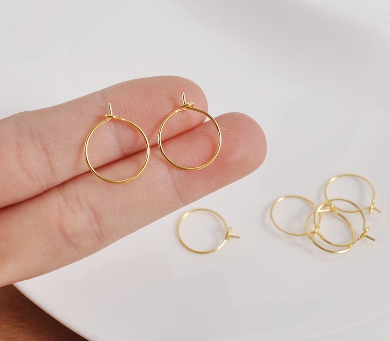 50Pcs 18k Gold Plated Earring Hoops, 15/20/25/30/35/40/45/50mm Circle earrings, Round Earring Hoop ,Earring Wires, Jewelry Making image 4