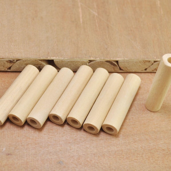 Perle de tube en bois naturel de 15 pièces, perle en bois non finie, perles de tube, bijoux de collier. perle de tube en bois 50x12mm