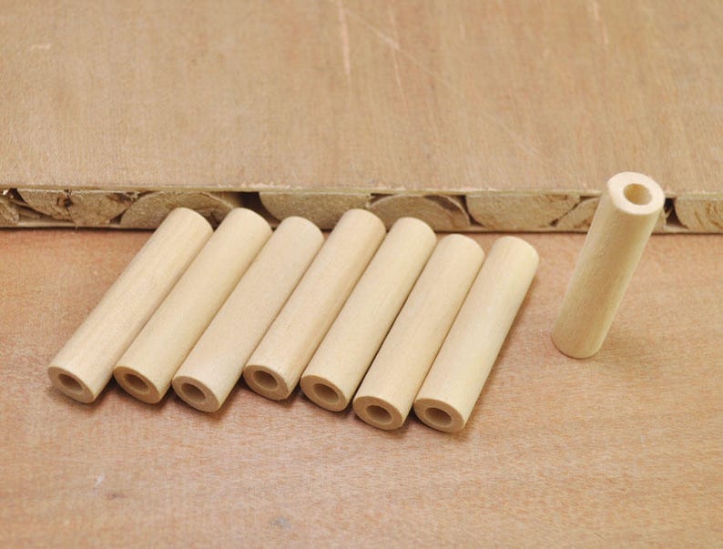 15pcs Natural Wood Tube Beadunfinished Wooden Beadtube Etsy