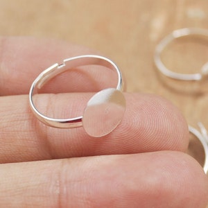 30 pcs Adjustable Ring blank--Silver Ring Blank,Shiny Silver Ring Base Adjustable with 10mm Round Pad,Ring Pads,DIY Rings,Jewelry Supplies