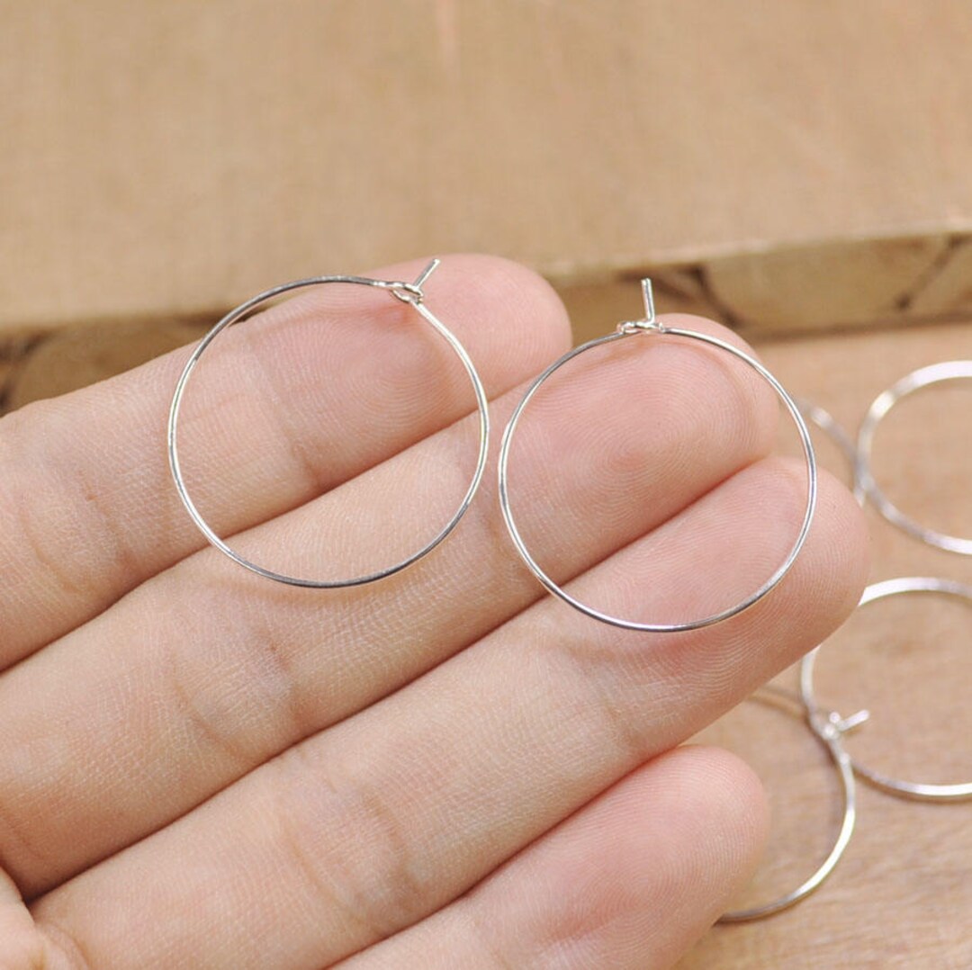 30Pcs/Lot 25-40mm Big Round Hoops Earrings Dangle Clasp Ear Wires Hooks DIY  Circle Earring