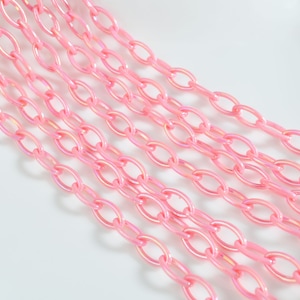 5-100Pcs AB Pink plastic chain,19.6 in, acrylic chain with oval links,Acrylic Chain for DIY Necklaces,Jewelry, Mask necklace，Eyeglass Chain