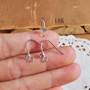 10-100pcs Silver Earring Hooks, 18K Rhodium Plated Brass Earwires,Earring Wires， Jewelry Supplies，Wholesale Earring Hooks