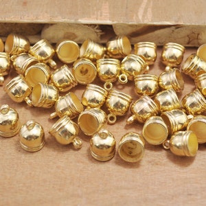 20pcs Tasseled caps,Gold plated end plastic Cap connectors,CCB Caps for Tassel Making,Tassel Caps Cord Ends 10.5x13.5mm