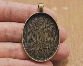 5 plateaux pendentifs ovales en bronze, montures de pendentif vierges, montures de pendentifs ovales montures camée cabochon --30 mm x 40 mm