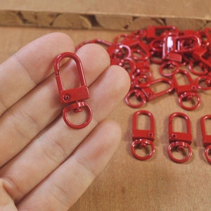 30Pcs Red lobster swivel clasps key ring, Lobster Clasp,Swivel Clasp Connector for Keychains and Accessories, 33 x 12mm