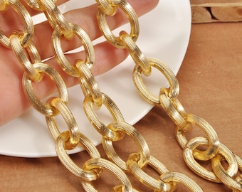 Aluminium Chain,1 meter-3.3 feet,Chain,Oval Chain,Gold Color Chain,Open Link Chain,Necklace Chain,Bag Chain,Chunky Curb Chain,Chain Supply