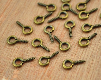 Öse haken Schraube, antike Bronze / Gold / Silber Farbe Auge Schraub Ösen Pins Haken, 300 Stück Bronze 4 mm / 5 mm Eye Pins Anschlüsse, Schmuckzubehör