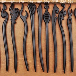 New, High Quality Vintage Ebony Wood hair stick,Hand fine carved wood hairpin simple smooth Black wood hair stick,Shawl Pin Fork Hair Stick