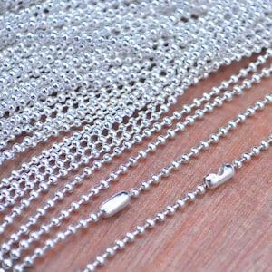 Shiny Silver Ball Chain Necklaces with connectors.27.5 inch Long Chain 2.3 mm Ball Chains wholesale.