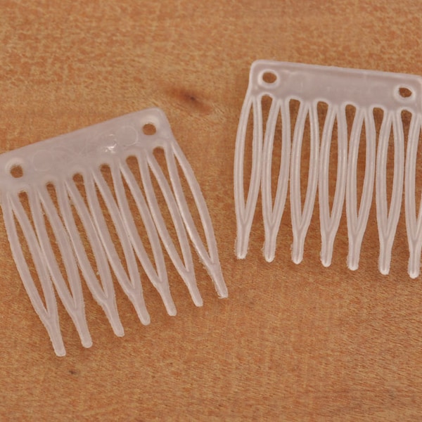 7 teeth Clear White Plastic Hair Combs,Clear plastic Hair Combs DIY,Wedding Bridal Accessory,Wholesale hair combs - 35x30mm