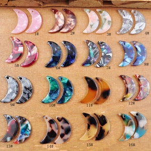 2-100Pcs Acetate Acrylic Moon Earring,Acetate Small Moons Charms,Tortoiseshell Moon Shaped Earrings Pendant,DIY Jewelry Findings