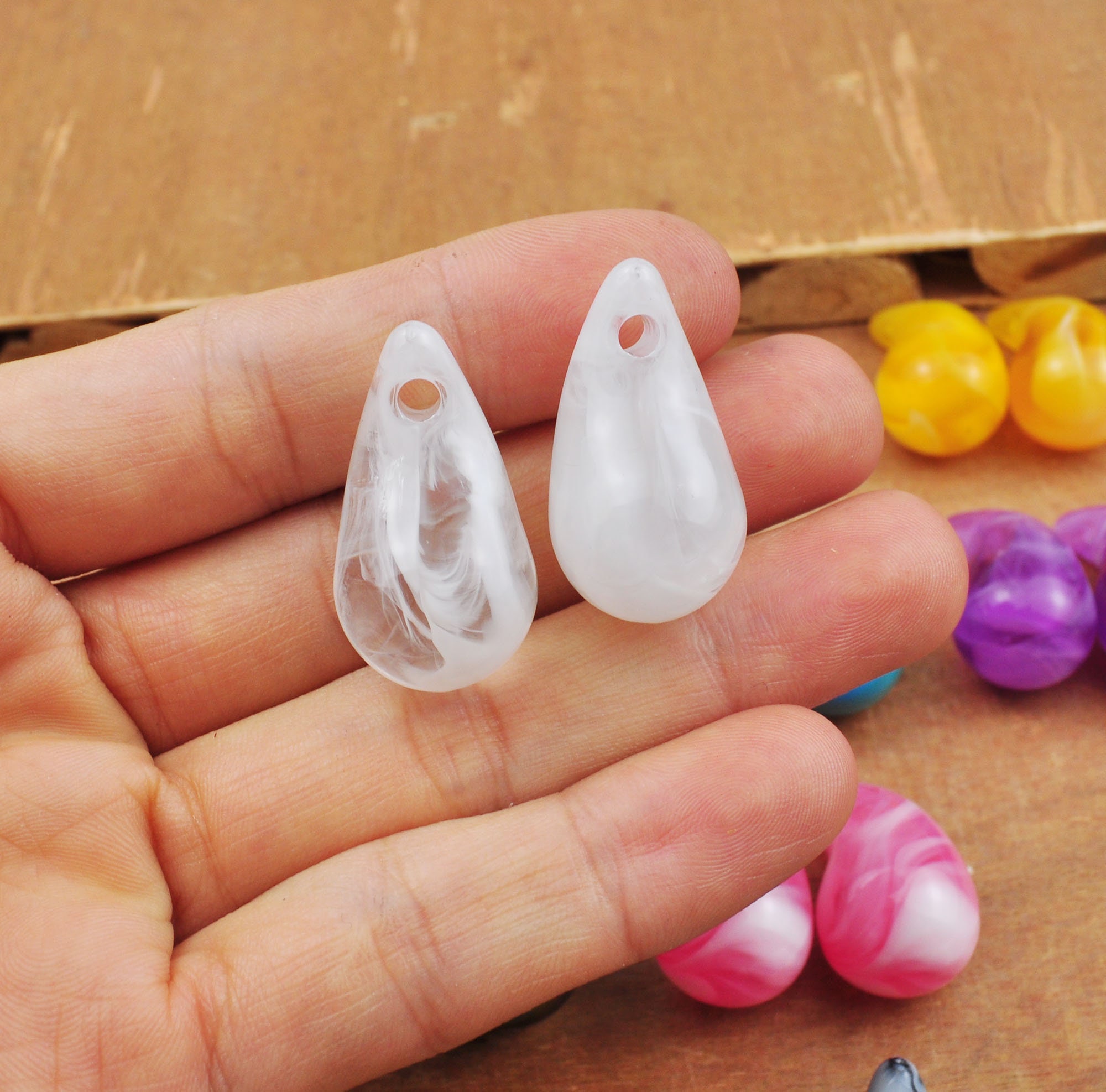 Tear Drop Colorfull Colorful Teardrop Bead,14 Colors,2pcs - 100pcs Acrylic Teardrop Beads ...