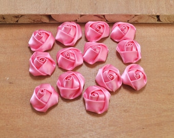 35pcs Light Roseo Small rose flower,rolled rosettes,Wholesale flowers,Fabric flower,Rolled satin flower,Headband supplies- 20mm