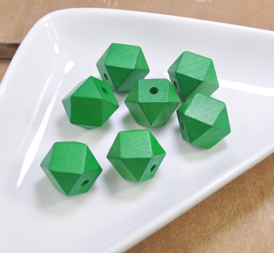 エイトリ B's-LOG 斜木七基 100pcs Geometric Natural Wood Beads,deep Green, Polygonal