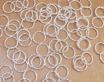 Open Jumpring,12mm Twisted Silver Jump Rings,Round Silver Findings, Silver Supplies, Link, Ring, Loop Silver Plated - 100pcs