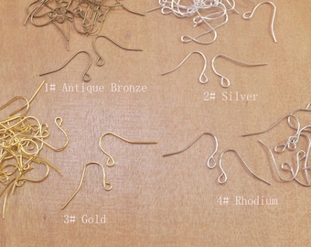200/500 unidades de ganchos para pendientes chapados en bronce, plata, oro o rodio. Ganchos para pendientes, ganchos de pez, ganchos para pendientes, venta al por mayor de ganchos para pendientes, accesorios de joyería, 15 x 18 mm.