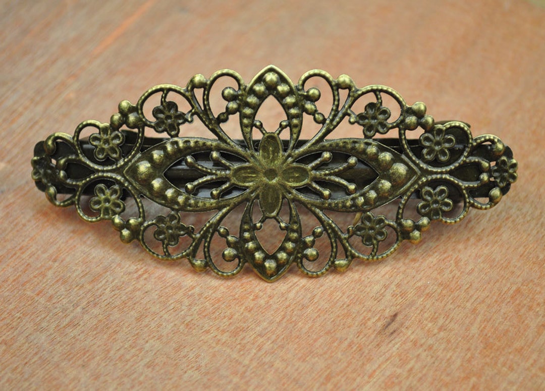 Handmade French Barrette Antique Bronze Hair Clip,5pcs Bronze Filigree ...