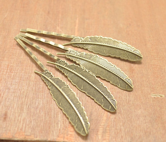 20pcs Wholesale Antique Bronze Filigree Feather Hair Pins  display picture 3