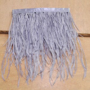 Feather,Gray Ostrich Feather,1 yard /2 yards /5 yards /10 yards Ostrich Feather Fringe trim 13-15 cm (5-6 inch)