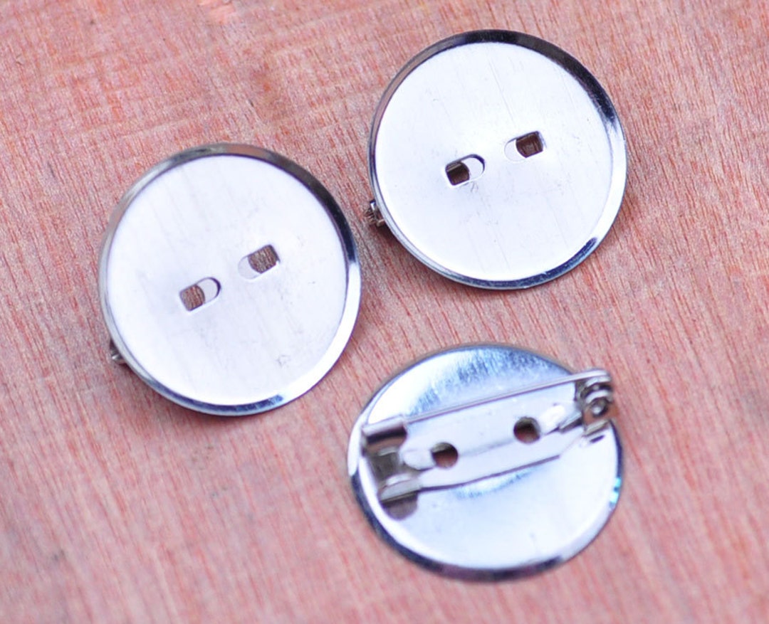 50pc Silver plated metal basic round brooch pin, 20mm Round Cameo ...