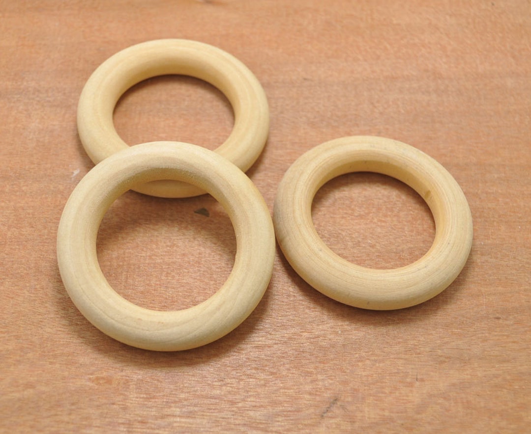 100pcs Wood Rings Natural Wood Rings For Craft 55mm Rings Solid