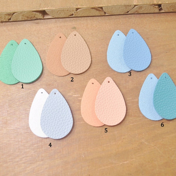 6/10/20/50pcs Small Leather Cafe shapes For Earrings Making,Peach Leather Teardrop with holes,faux leather Tear Drop Die Cuts