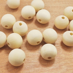 100 piece Wooden beads - Large Round Wood Beads - unfinished wood - beads craft - round beads - unfinished 20mm