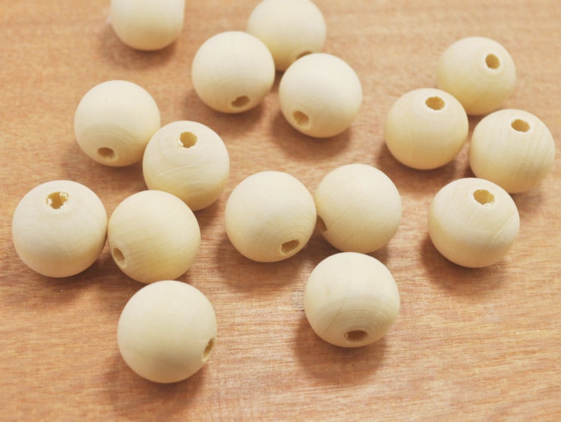 100 Piece Wooden Beads Large Round Wood Beads Unfinished Etsy