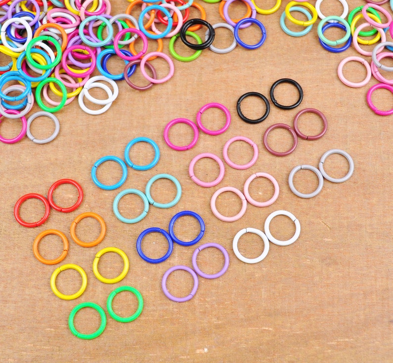 Anillos de salto de Metal pintados en 15 colores, 100, 300, 500 o 1000 Uds. A granel, accesorios de joyería DIY de 8mm, anillos de salto abiertos para accesorios de fabricación de joyas imagen 4