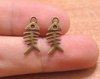 100pcs of Antique bronze Fish bones charms pendants,metal Fish Pendant--16X7mm.