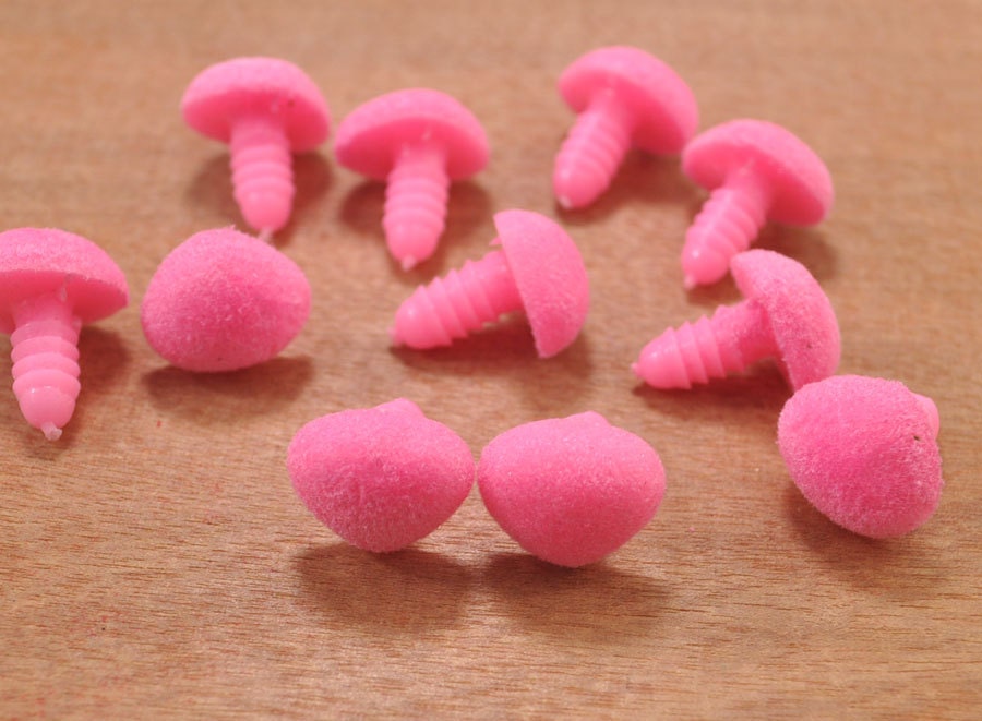 5 Sicherheitsnasen pink/rosa 18 x 12 mm Tiernasen für Amigurumi 