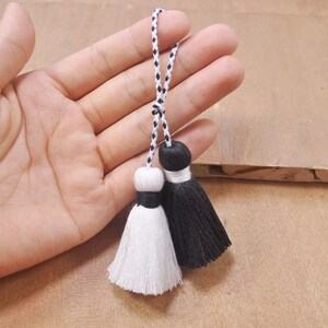 Tassels for Bag,2Pcs Small Cotton Tassel,for keyclasps,White tassel, Black tassel, Handmade Tassel,thick tassel-52mm-FF21#