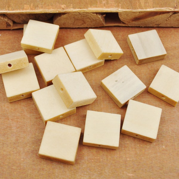 30pcs Natural Square Wooden Beads,Unfinished Geometric Wood Beads, Wood Crafts，Jewelry Making -15mm